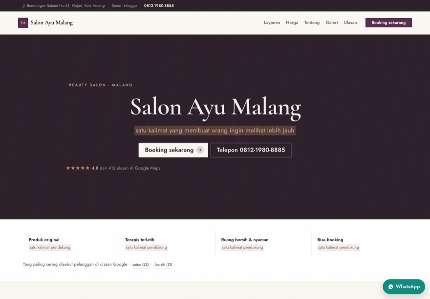 Contoh halaman salon